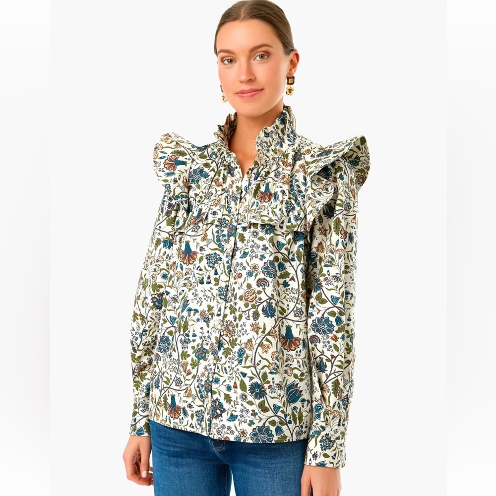 Tuckernuck Wildwood Chintz Winnie Snap Button Up Blouse Size XXL